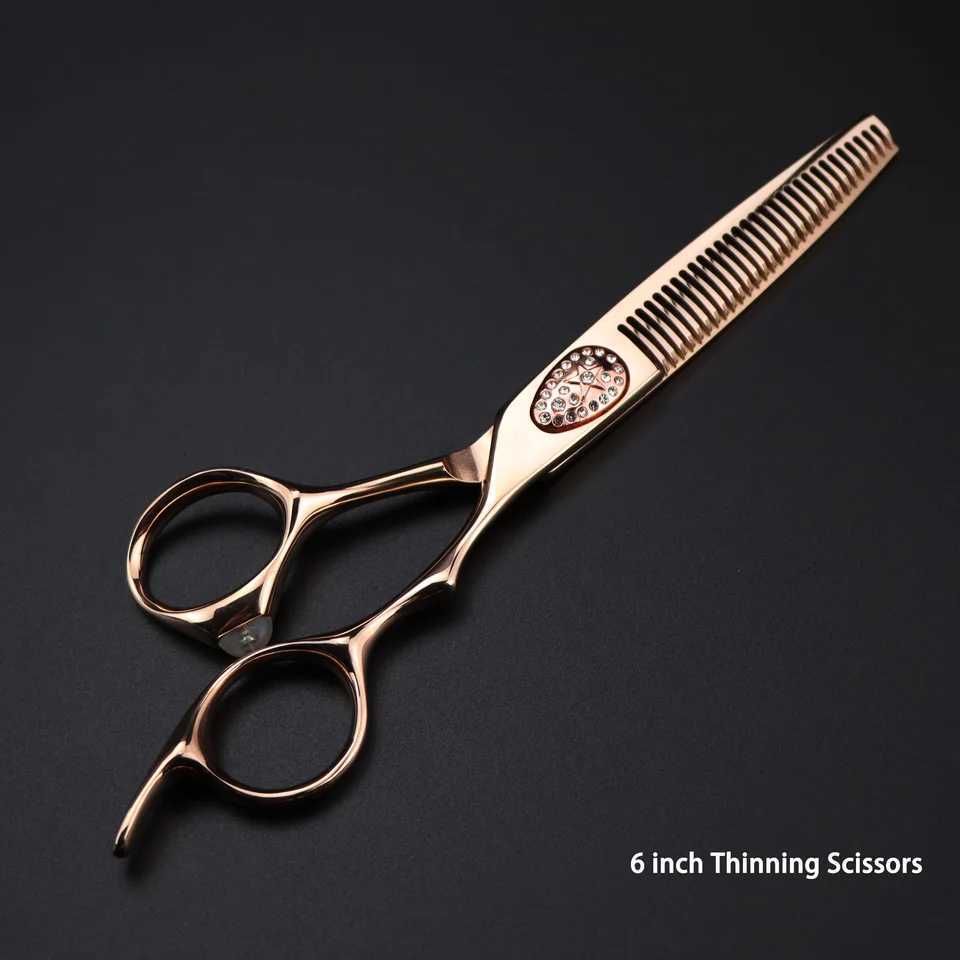 Japan 440c Professional Hairdressing Scissors 6 inch Barber Sharp Scissor Hair Stylist Dedicated Hair Scissors Sets Rose Gold W250716
