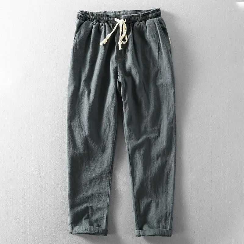 New Minimalist Casual Mens Linen Pants with Loose and Breathable Drawstring Made of Cotton and Linen Material Trendy for Young y250716