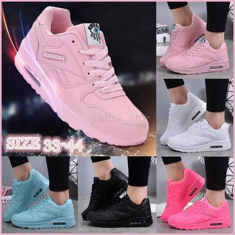 Women Fashion Sneakers Air Cushion Sports Shoes Pu Leather Blue Shoes White Pink Outdoor Walking Jogging Shoes Female Trainers M250716