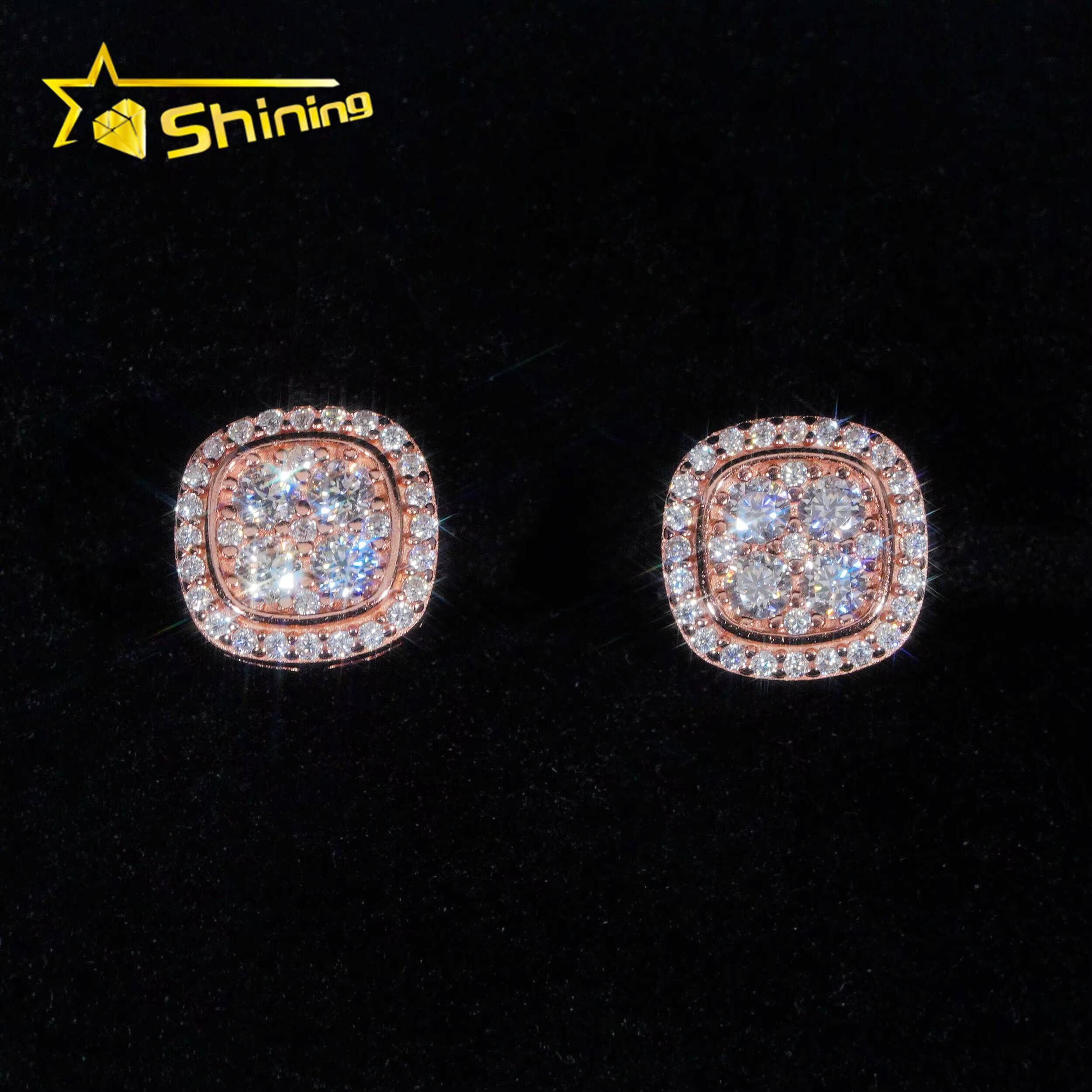 Fast Shipping 10mm Mens Earring Gold Plated 925 Sterling Silver Iced Out VVS Diamond Moissanite Screw Back Stud Earrings
