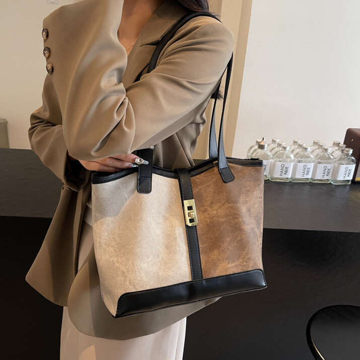 2025 New Handbags High-End Trendy Color-Block for Women Shoulder Bags Large Capacity