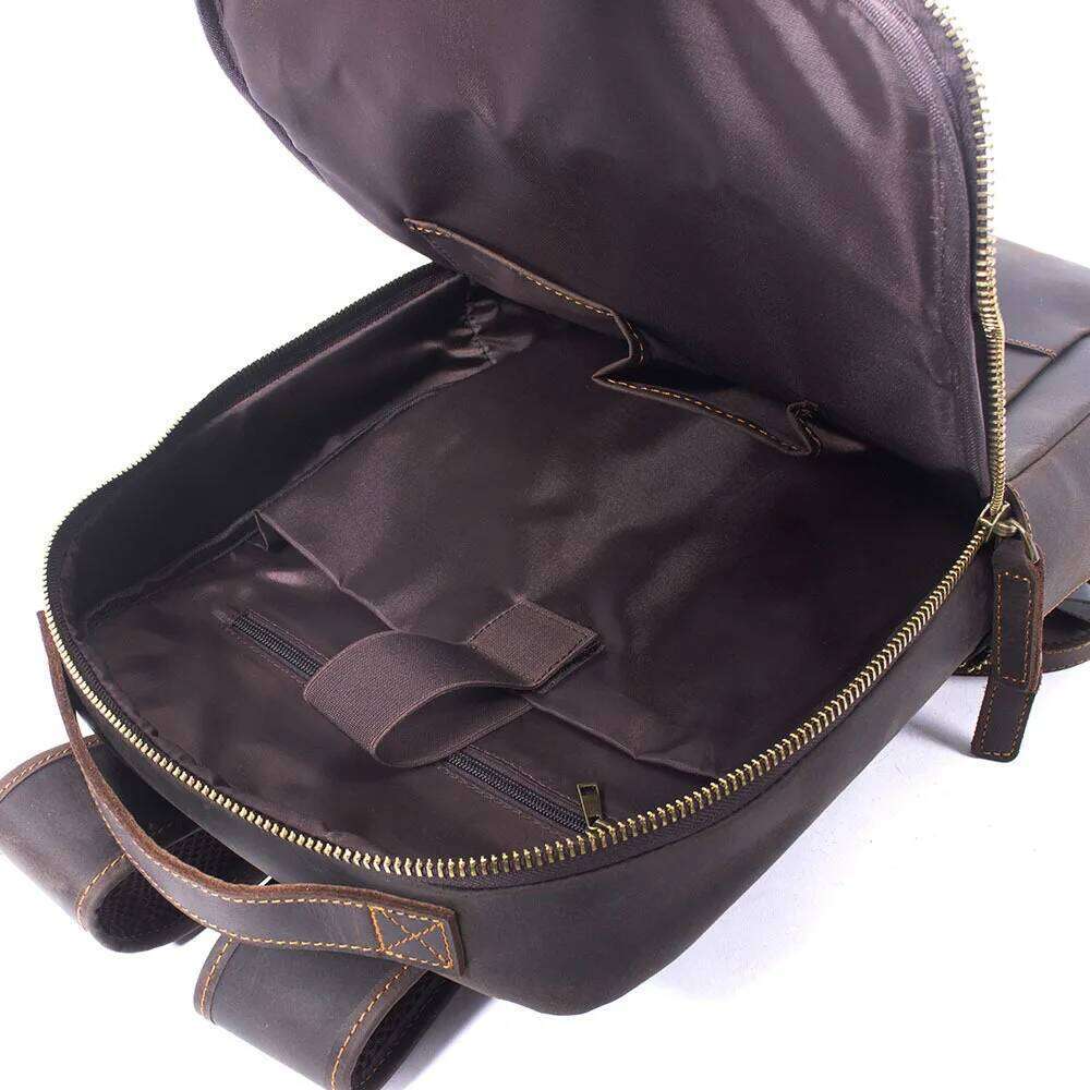 Vintage Crazy Horse Genuine Men Backpack Laptop Leather Daily Bagpack Male Rucksack Trave Hiking Knapsack Large