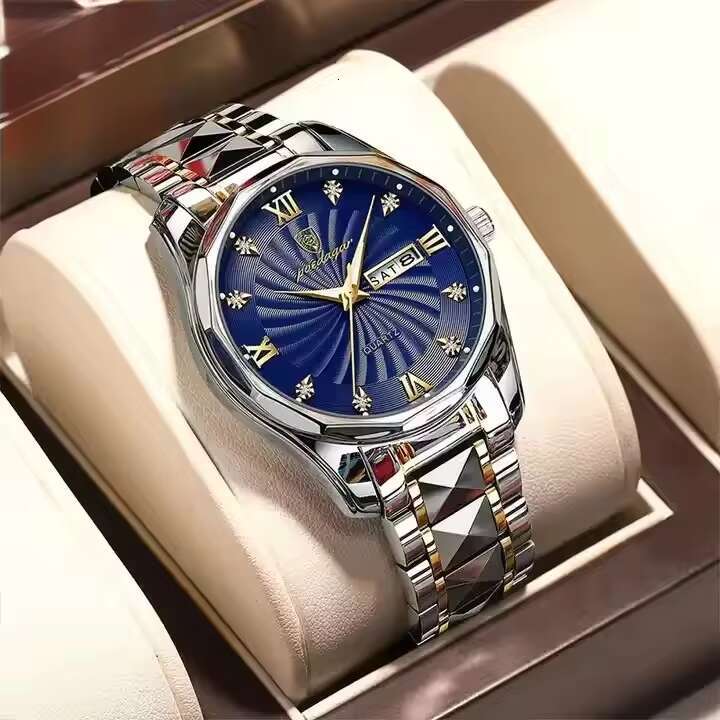 DHwatches Men's Tungsten Steel Watch - 50M Waterproof Business Quartz Wristwatch with Day & Date, Luminous (Model 980)