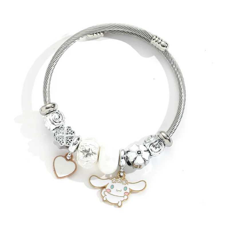 Sanrio Stainless Steel Bangle Cute Sanrio Cinnamoroll Heart Flower Charm Bracelets for Women Girls Birthday Gifts for Friends and Family w250716