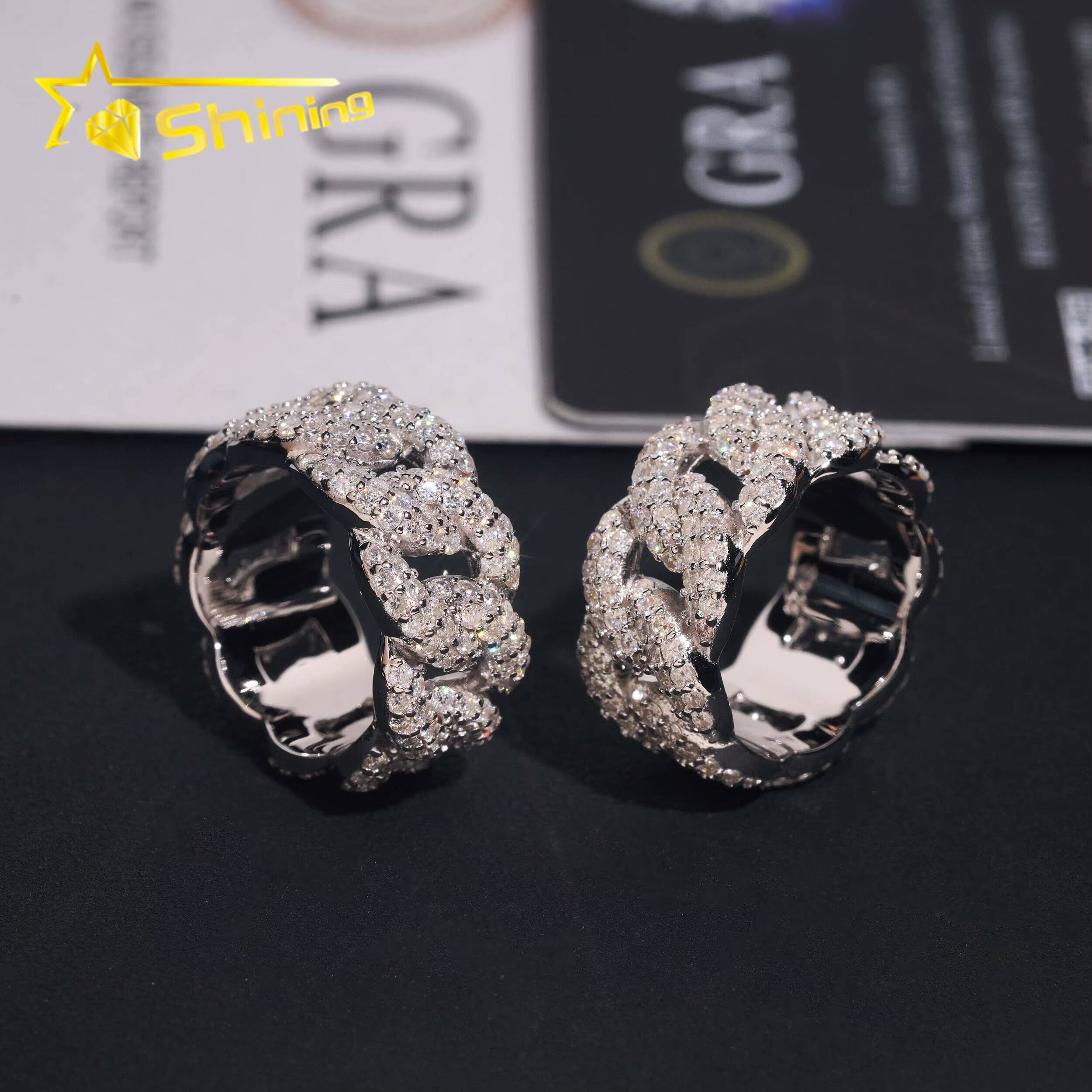 GRA Certificate Pass Diamond Tester High Quality 925 Silver Fine Jewelry Iced Out Hip Hop Ring Moissanite Cuban Ring