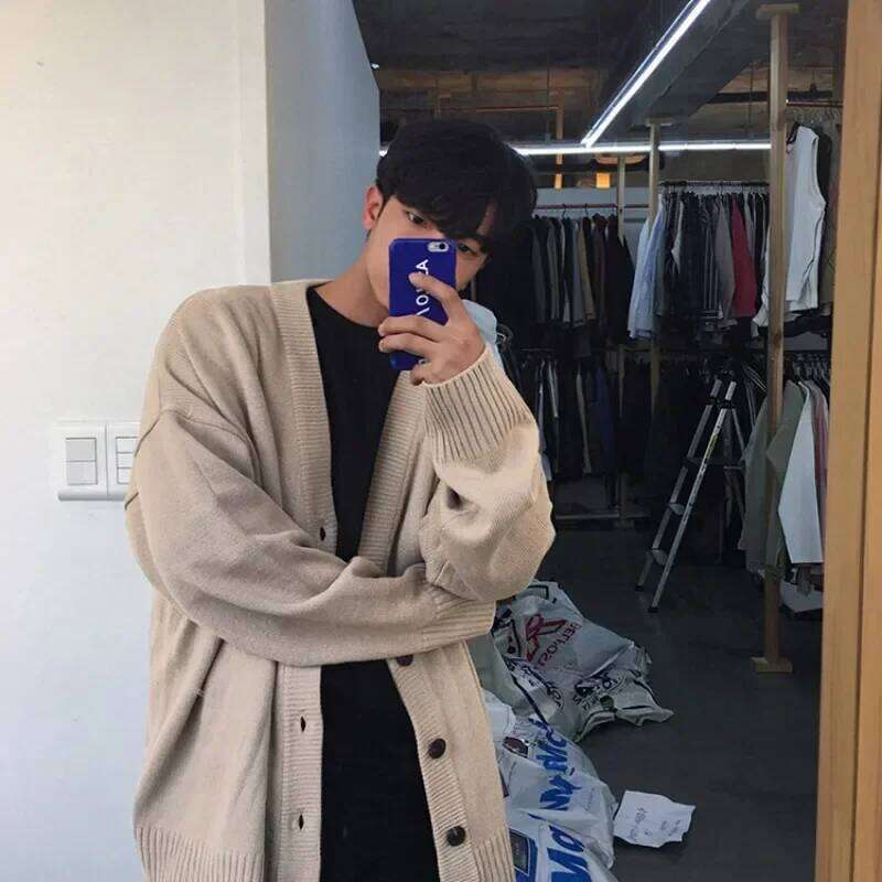 Knitted Sweaters For Men Solid Color White Man Clothes Coat Plain Jacket Cardigan X Korean 2024 Autumn Elegant Comfortable S A