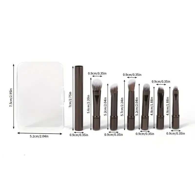 6Pcs Mini Makeup Brushes Set Detachable Travel Contour Concealer Brush Eyeshadow Brush Face Cosmetic Tools with Storage Box XJ2500716