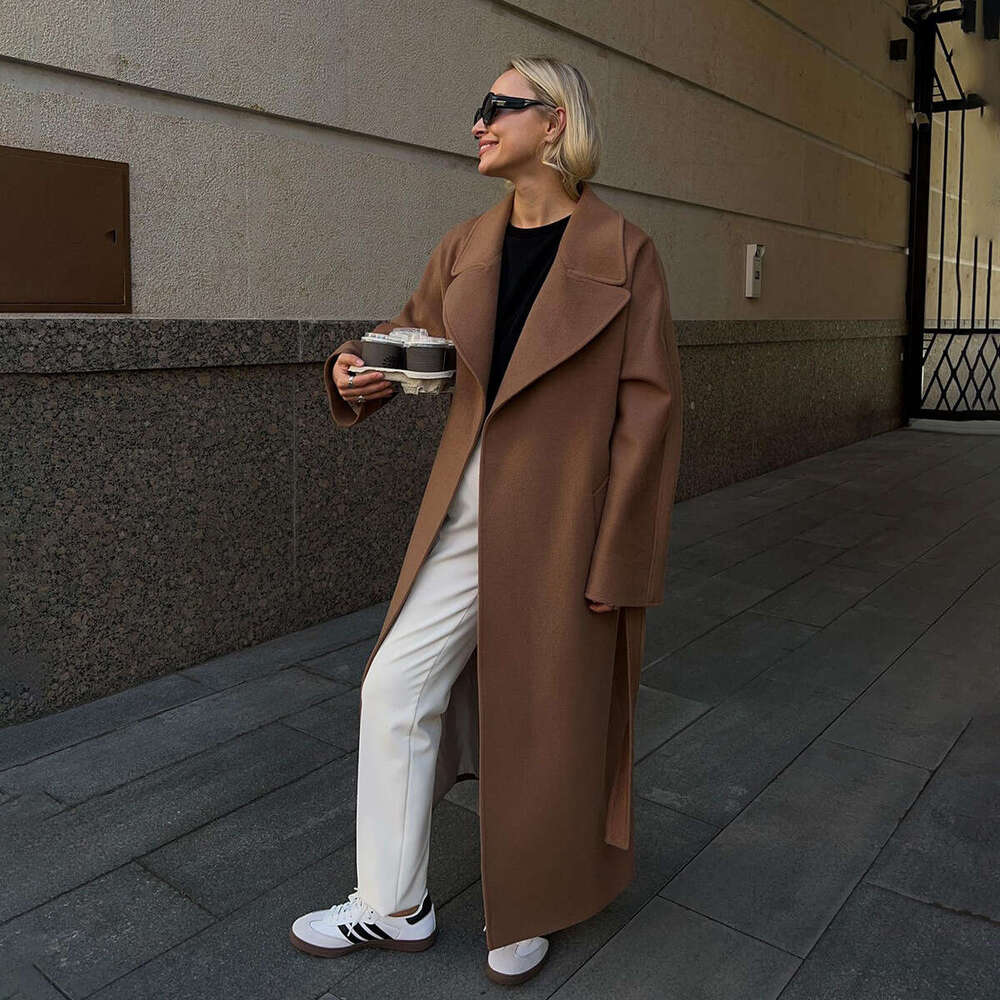 Women Autumn And Winter Loose Raglan Sleeve Wool Double-Sided Woolen Melad Coat B5