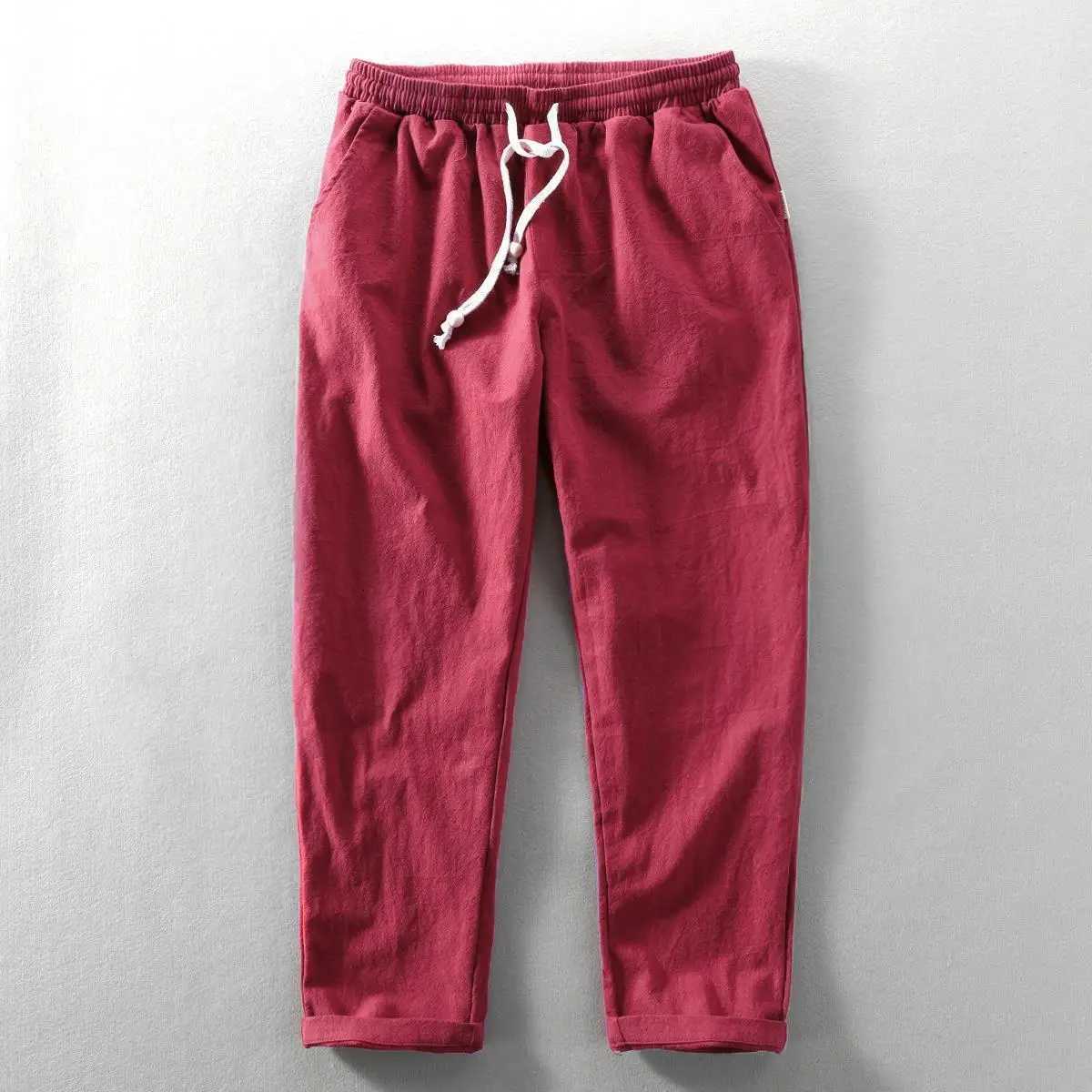 New Minimalist Casual Mens Linen Pants with Loose and Breathable Drawstring Made of Cotton and Linen Material Trendy for Young y250716