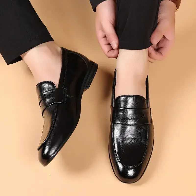 Brown Flat Leather Loafers Shoes for Men Fashion 2024 Classic Original Size Mens Casual Shoes Size 45 Comfortable Free Shipping New In W250716
