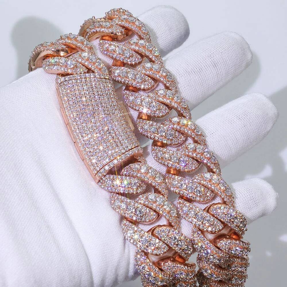 New Arrivals Miami Cuban Link Moissanite Diamond Necklace Iced Out 925 Sterling Silver 22MM VVS1 Cuban Chain