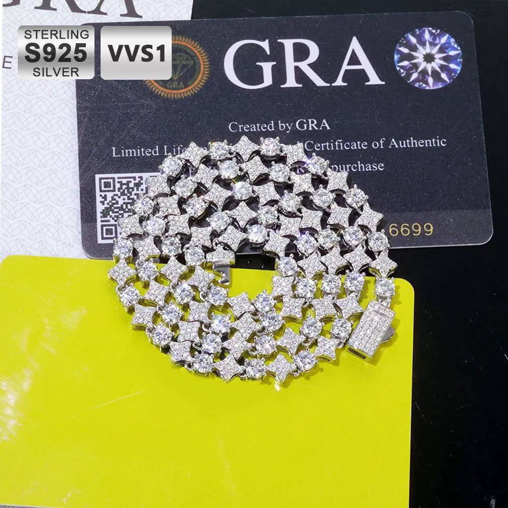 Fast Shipping High Quality Moissanite Tennis Chain 6mm Shining Brightly D Color VVS 925 Silver Sterling Moissanite Necklace