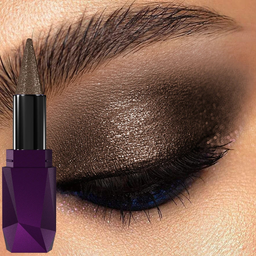 1pc Smoky Dark Brown Eyeshadow Pencil Stick Waterproof Pearlescent Metallic Glitter Eye Shadow Pen Eye Makeup Tool Women Gifts 250712