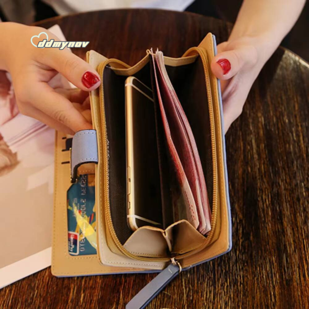 Womens PU Leather Long Wallet Large-capacity Multi-card Slots Handbag for Women Coin Purse Card Holders Clutch ddmynov