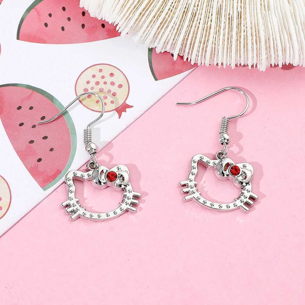 Sanrio Hello Kitty Earrings Cartoon Figure Kitty White Hollow Eardrop Earrings for Girls Kawaii Xmas Jewelry Accessories w250716