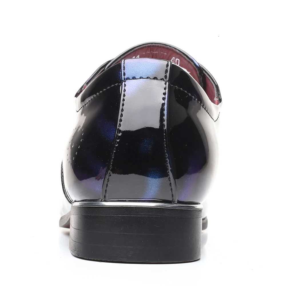 Large Size Sharp Pointed British Style Mens Shoes Glossy Business Leather Work Shoes Elegant Personality W250716