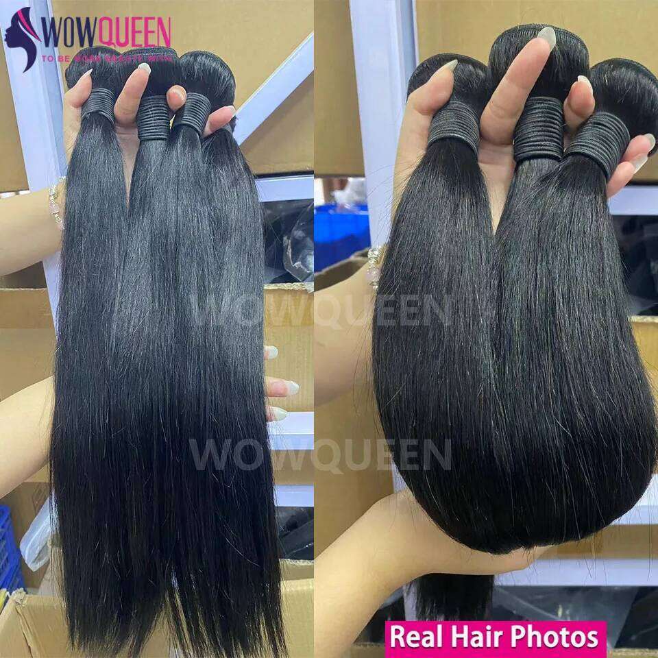 Straight Human Closure 2X6 4X4 Raw Brazilian Hair Extensions Weave 3 4 Bundles With 13X4 Transparent Frontal