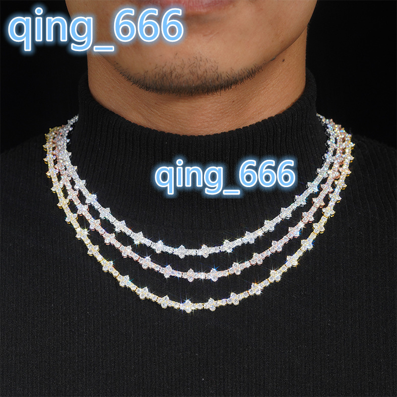 Custom Iced Out Hip Hop Jewelry 925 Sterling Silver Moissanite Diamond Tennis Link Chain Bracelet Necklaces