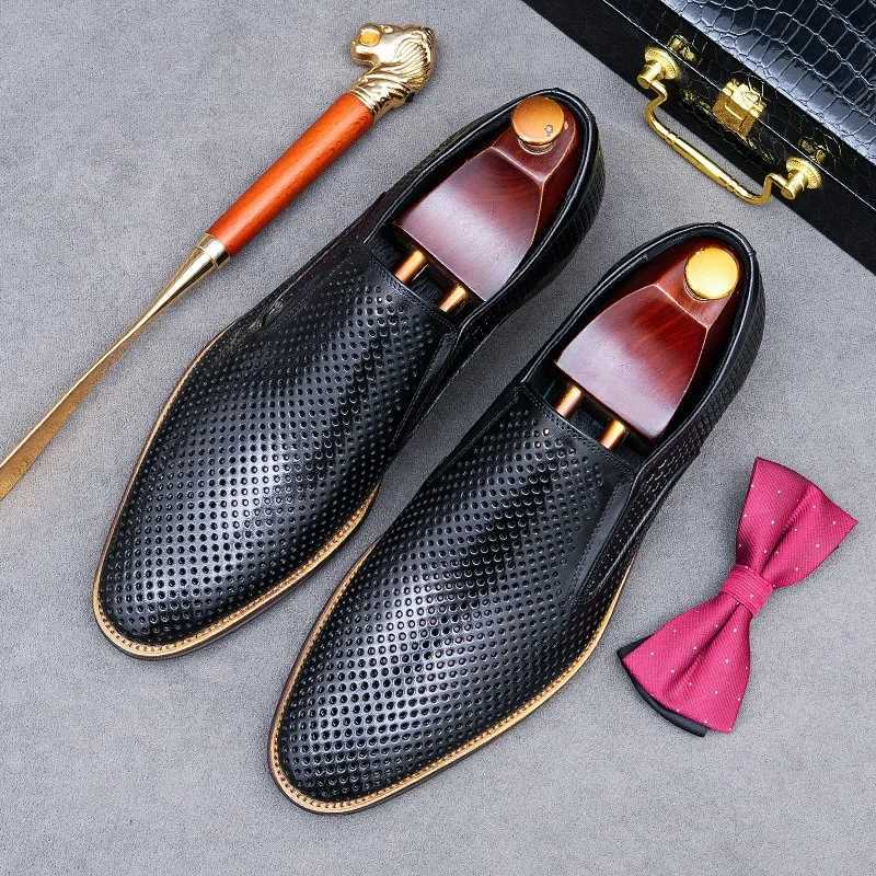 Mens Summer Business Casual Hollow Out Leather Shoes Soft Leather Cowhide Comfortable Sandals for Smart Casual Wear W250716