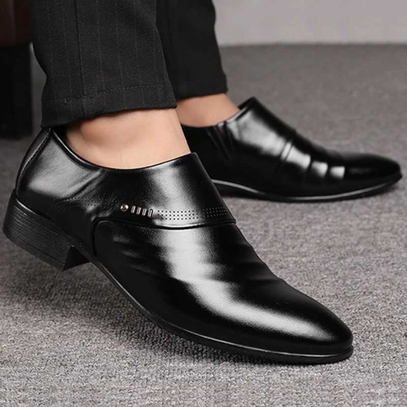 Men Shoes Casual Fashion Mens Dress Shoes for Men Party Sneakers Plus Size Slip-on Black Leather Loafer Social Shoes for Men Y250715