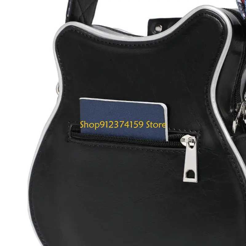 G5AE Trendy PU Leather Crossbody Bag in Guitar Shoulder Bag with Adjustable Strap Suitable for Student and Band Members