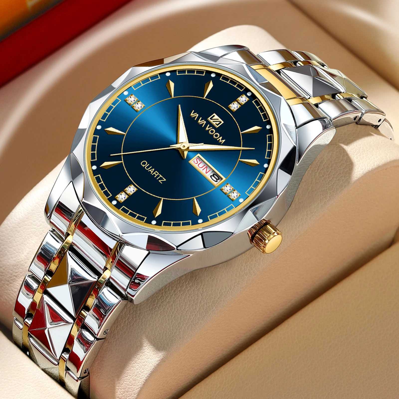 VA VO Brand Luxury Business Style Quartz Movement Stainless Steel 3Bar Waterproof Cndar Rhinestone Sports es Y250715