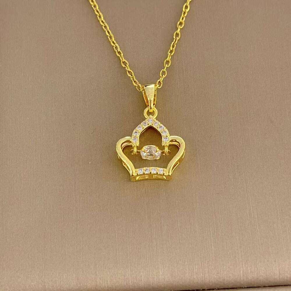 Tiktok Smart Series Crown Titanium Steel Necklace Light Fashion Niche Design High-End Clavicle Chain 9E6