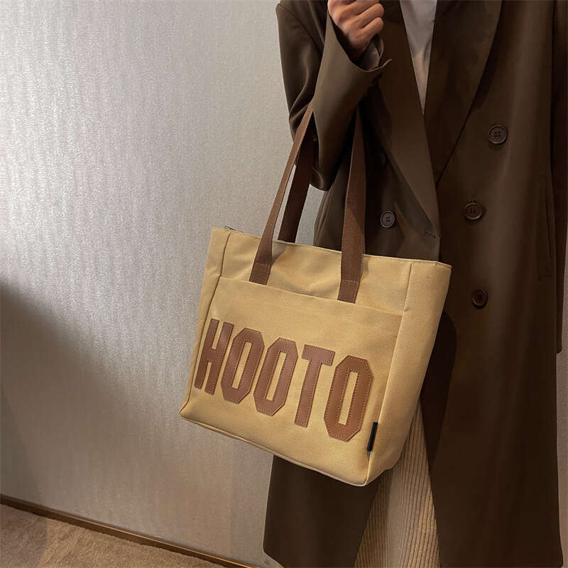 Leather Bag Bucket Bag Tote Bag Korean Style Large Capacity Canvas Female Students Shoulder Bag Class White Tote Bag Portable Handbag For W