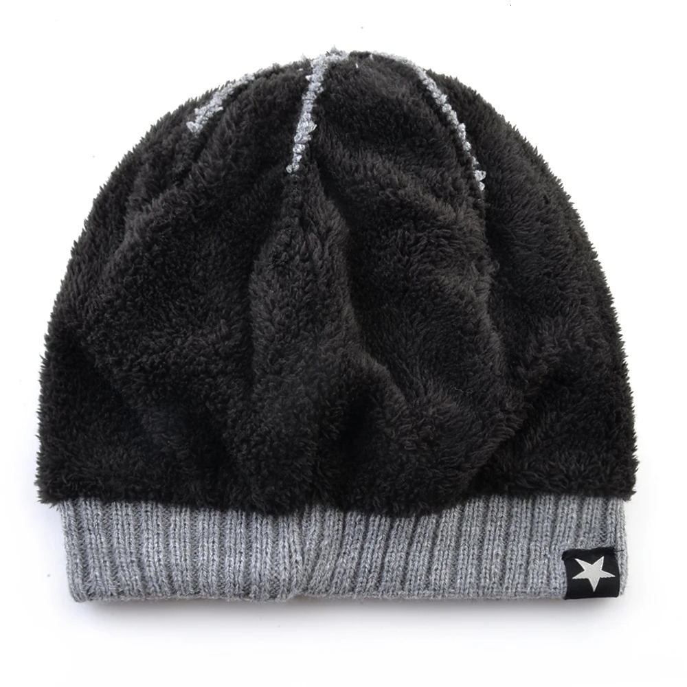 Mens Skullies Beanies Knitted Wool Hats Men Winter Knitting Thick Beanie Hat Double Layer Solid Color Velvet Warm Bonnet Cap 250715