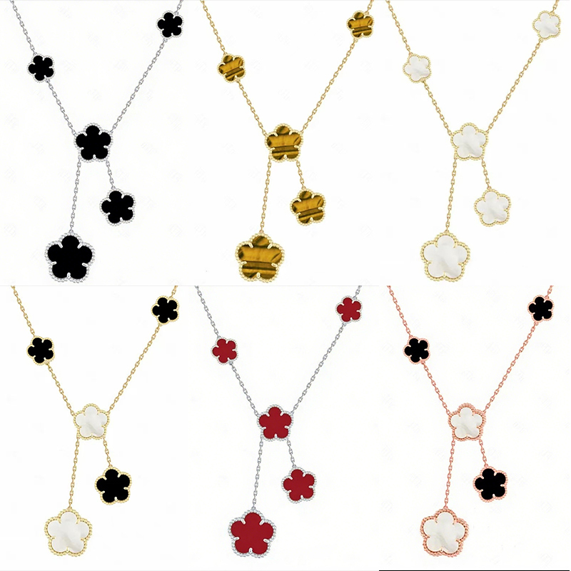 2025 Classic Mother Shell Six Flower Pendant Necklace Luxury Brand Clover Necklace Classic Size Stainless Steel Women's Designer Jewelry