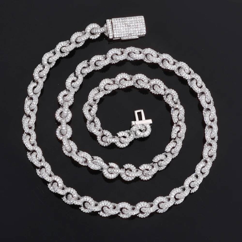 ESEEM Custom Pass Diamond test Moissanite 8mm Infinity Link Chain White Gold Plated 925 Silver Men Jewelry Cuban Necklace