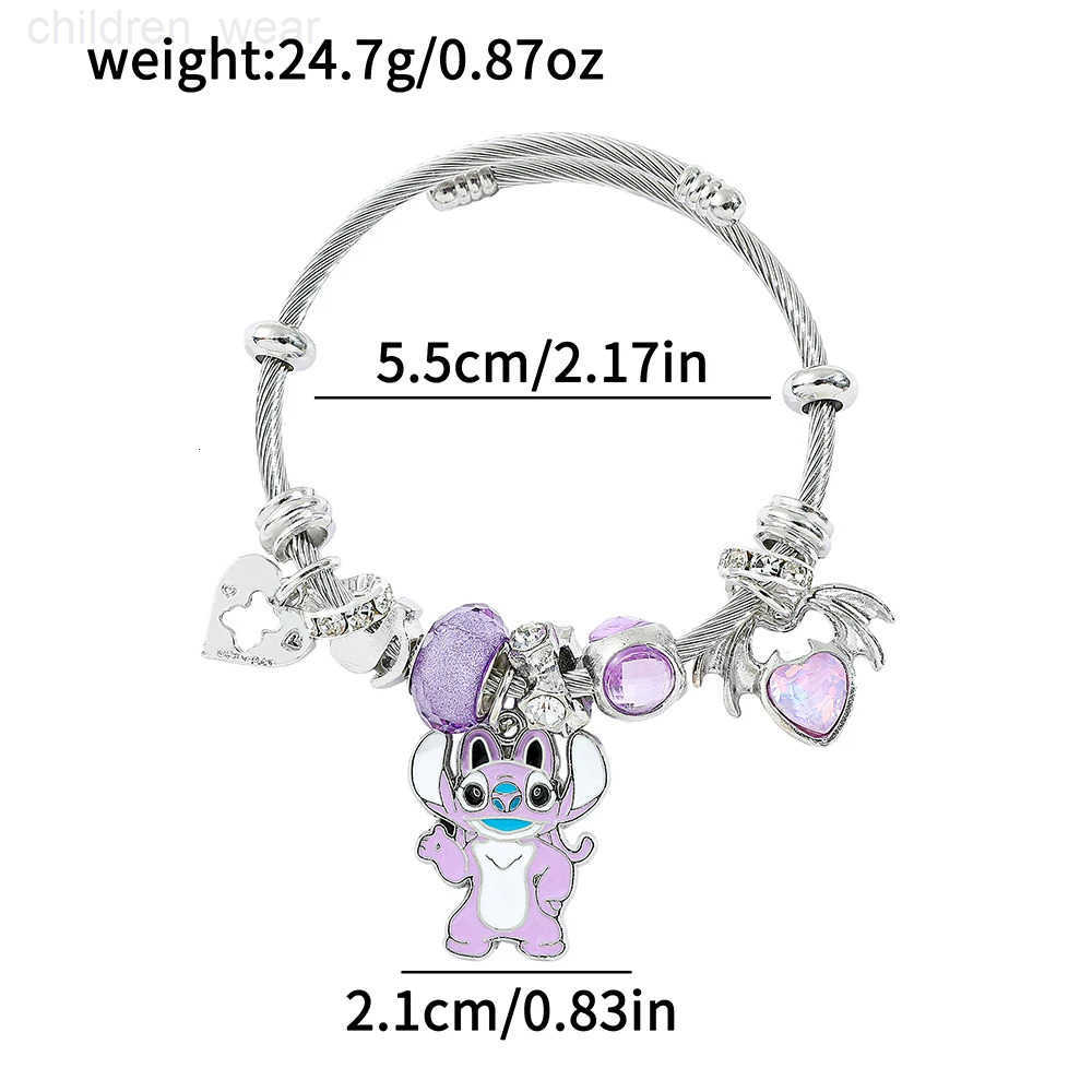 Disney-Lilo Stitch Pendant Charm Bracelet Purple Beaded Bracelet Jewelry Accessory Gifts for Fans Fashionable and Cute W20250716