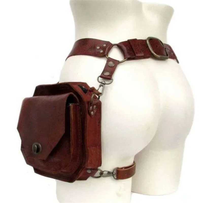 Punk PU Square Waist Bag Casual Small Square Hip Packs For womens Crossbody Cross Multi-function Outdoor Leg Phone Pouch