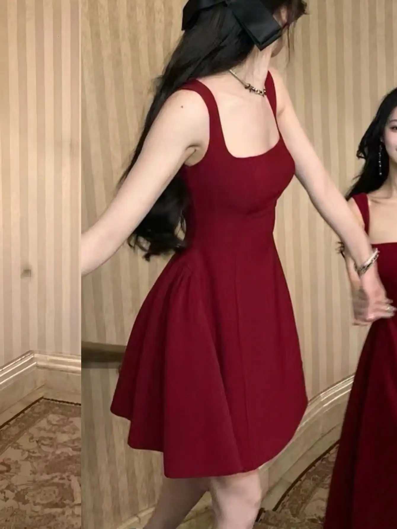 Women Elegant Solid A-line Mini Dresses New Korean Fashion Summer Plain Corset Princess Tutu Dress for Wedding Party Evening Gown R250716