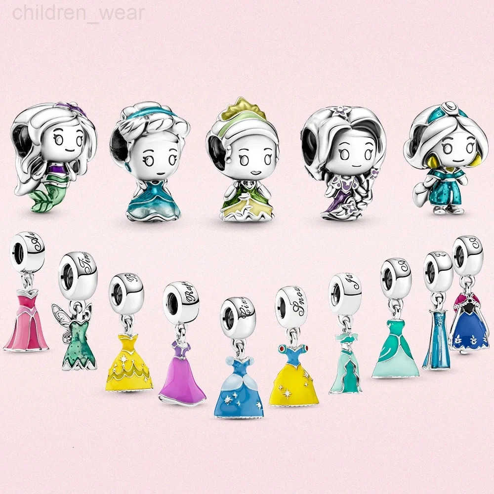 Disney New 925 Sterling Silver Princess Series Charm of Ley 925 Chain Beaded Fit Original Pandora Bracelet DIY Ladies Jewelry W20250716