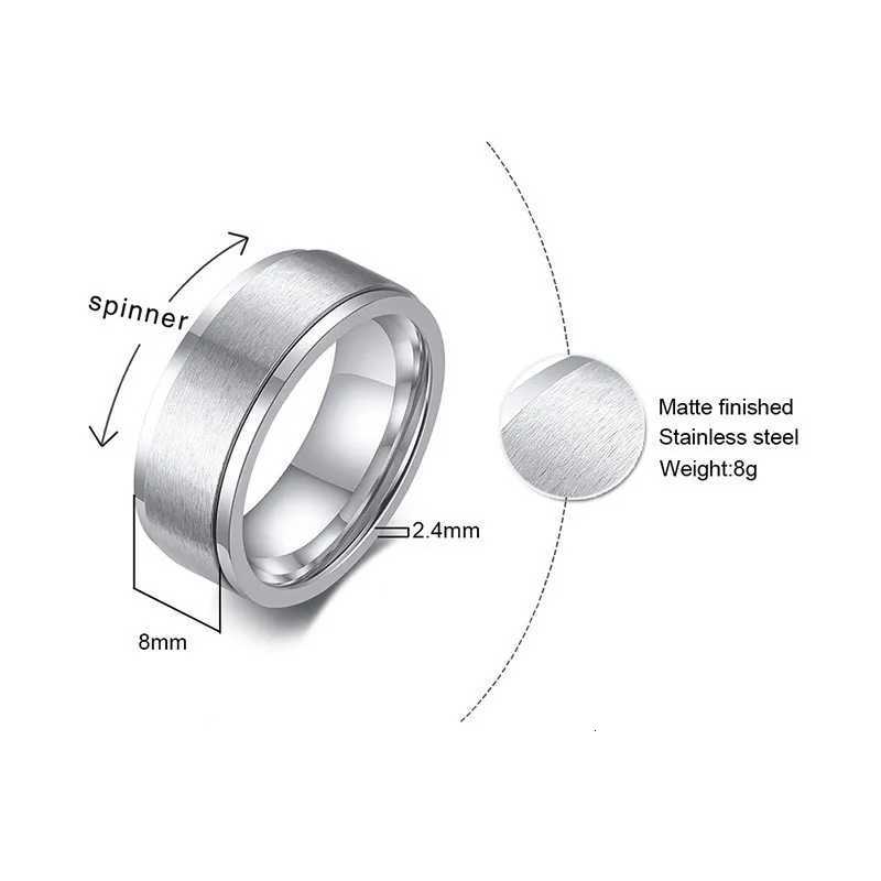 Vnox 6/8mm Spinner Ring for Men Stress Release Accessory Classic Stainless Steel Wedding Band Casual Viking Rune Sport Jewelry S250716