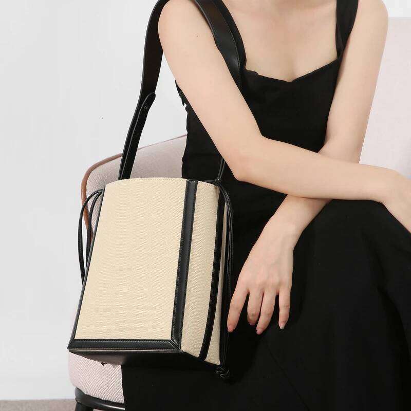 Jonlily Women Retro Canvas Shoulder Female Handbag Totes Small Bucket Crossbody Commuter Bag Daybag Purse -Kg1590