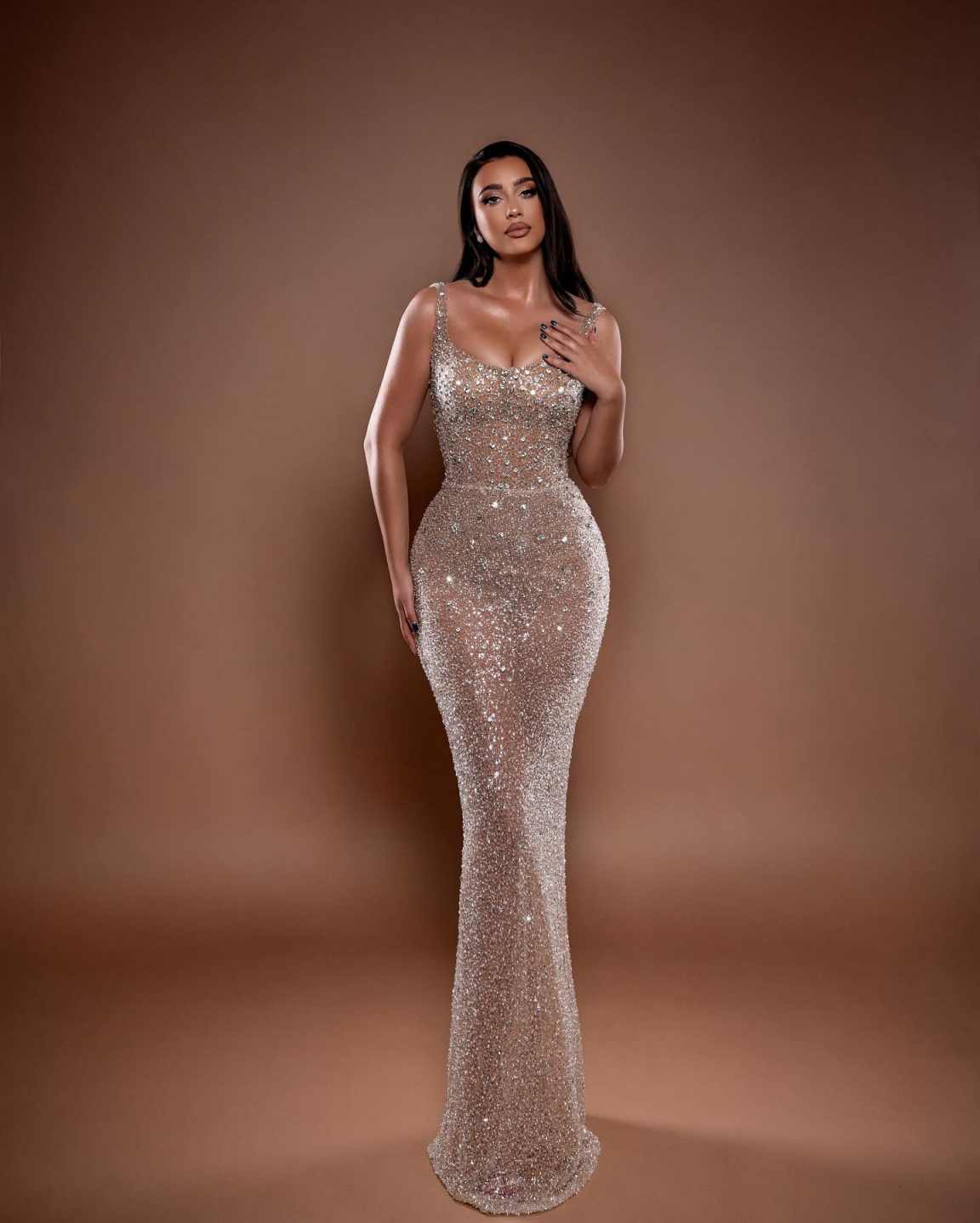Straps Pink Sequins Party Dress Crystals Maxi Long Prom Dresses Arabic Mermaid Pageant Night Gown Customized Event Dress Prom Gowns vestido de novia