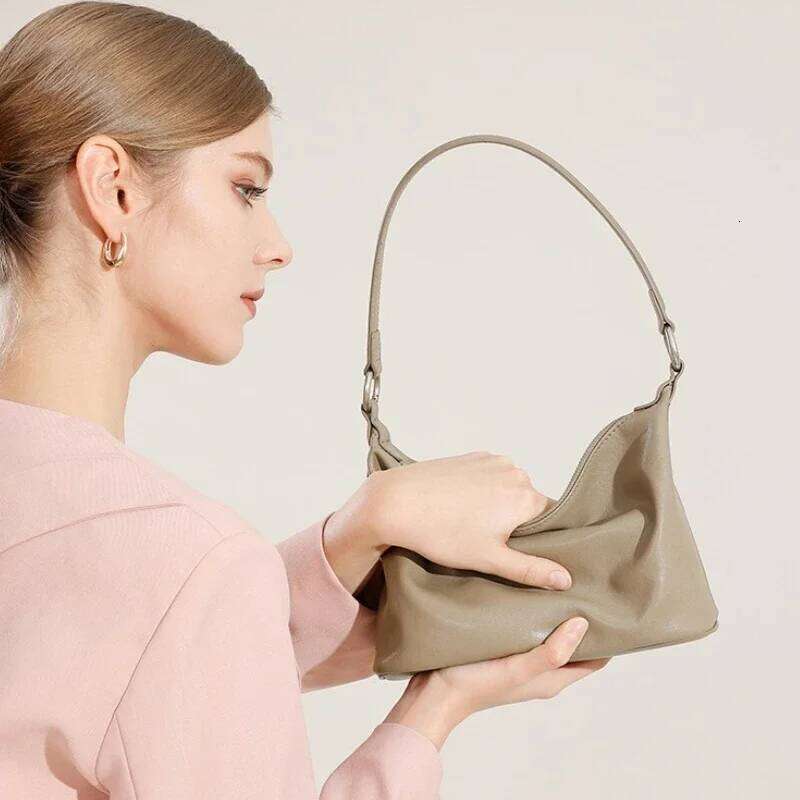 Ladies' 2025 Summer Vintage Veg-Tanned Cowhide Hobo Bag - Classic & Versatile Crossbody For Commuting Women's Shoulder Handbag