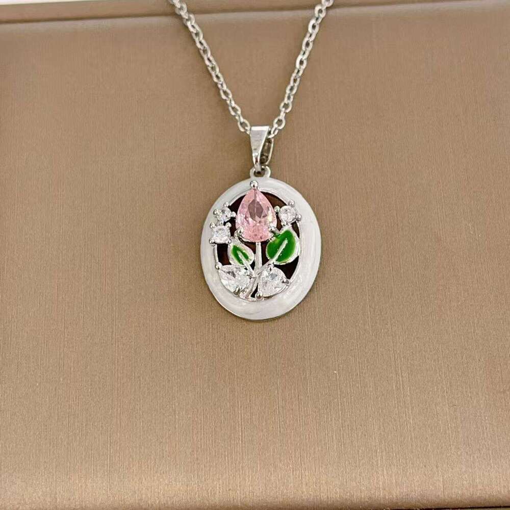 Necklace For Women Japanese And Style Internet Celebrity Korean Version Ins Tulip Flower Colorful Zircon Pendant Elegant Collarbone Chain 6E8