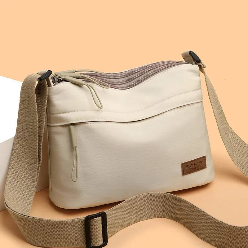 3 Main Pockets High Capacity Shoulder Crossbody Bag Women Multi-Pocket Purse Canvas Handbag Suitable For Mothers Shopping