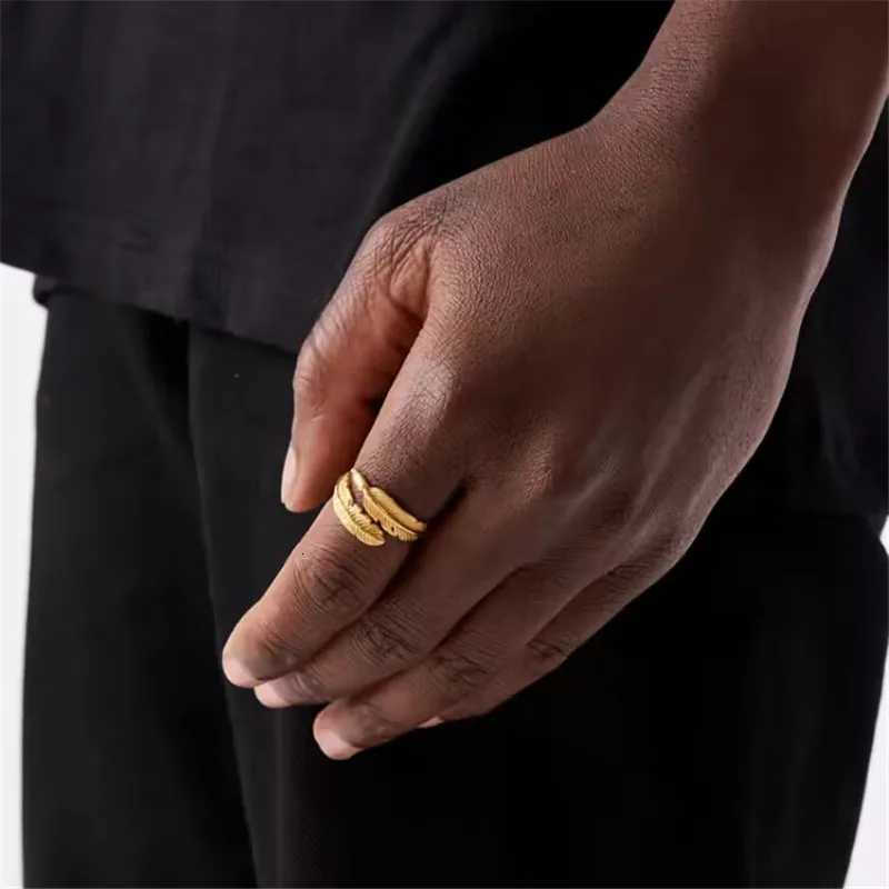 DODO Feather Ring 316L Stainelss Steel Jewelry Punk Style Men Women Adjustable Ring Size 6-13 S250716