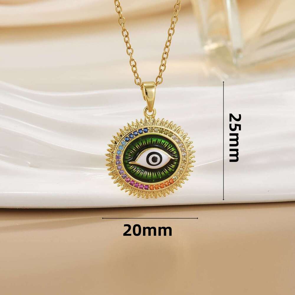 Non-Fading Turkish Blue Devil's Eye Titanium Steel Necklace Niche Collarbone Chain Copper Gold-Plated Pendant For Women 293
