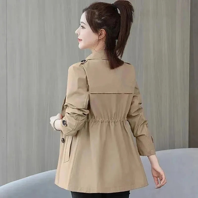 Womens Trench Coats Spring Autumn Jackets Lined Casual Coat Suit Collar Women Korean Fashion Womens Jacket 2025 Slim Pink 250715
