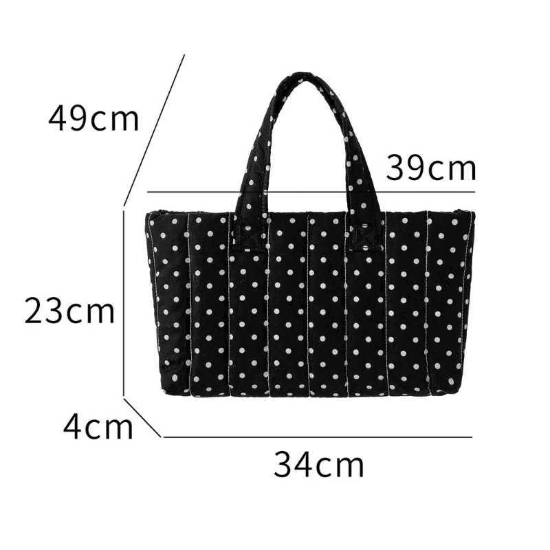 Polka Dot Handbag New Large Capacity Cotton Tote Bag Red Polka Dot Shoulder Bag Versatile Niche Design Commuting Handbag