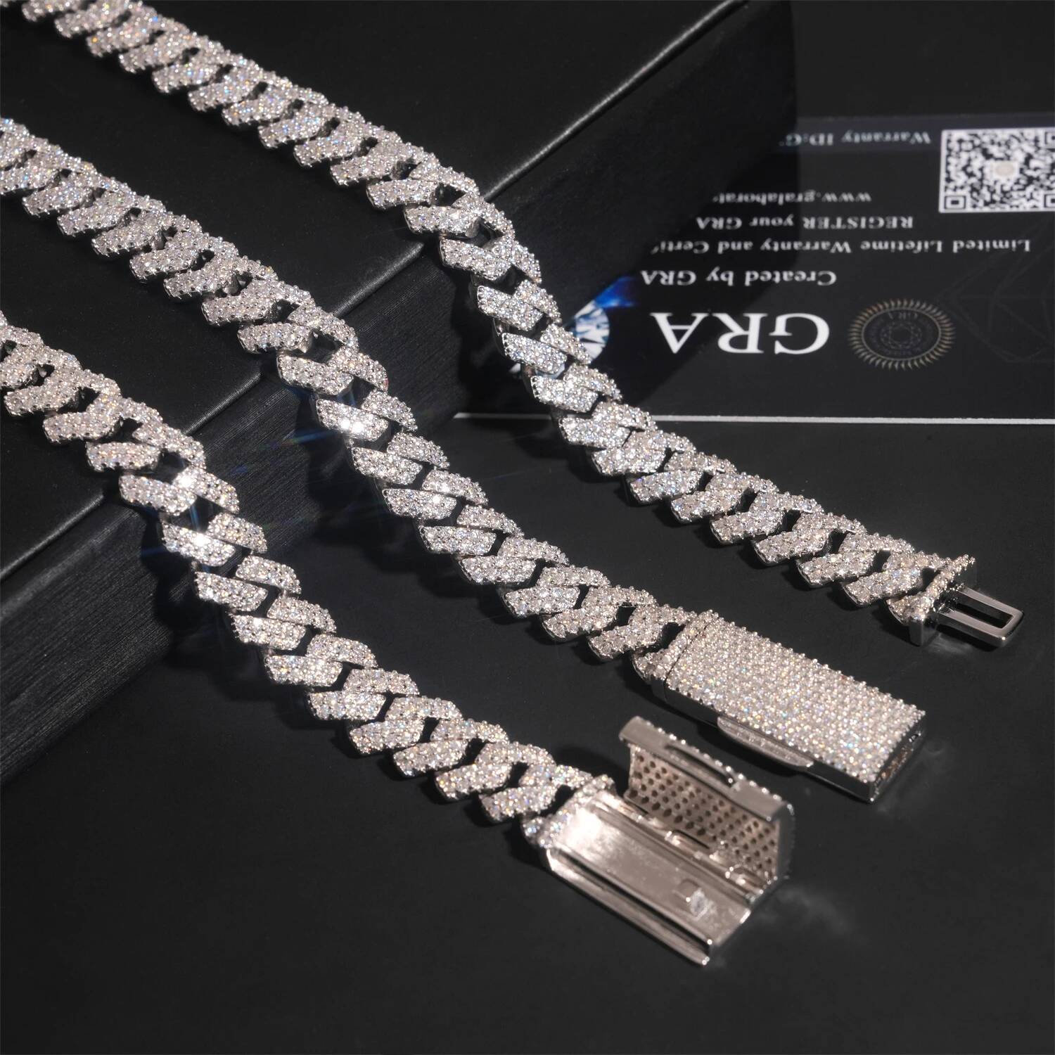 Hip Hop Jewelry 10mm Iced Out 925 Silver Gold Plated D Color Link Moissanite Cuban Chain Bracelet Necklace
