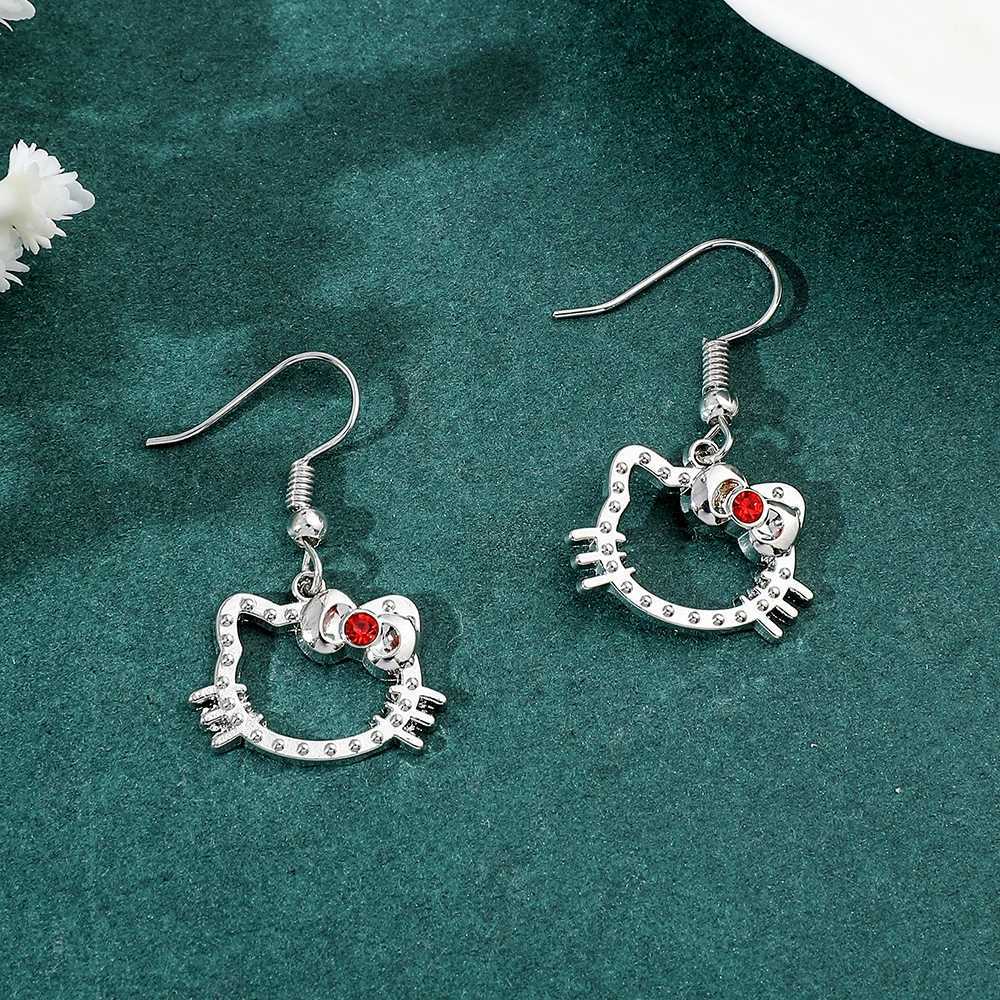 Sanrio Hello Kitty Earrings Cartoon Figure Kitty White Hollow Eardrop Earrings for Girls Kawaii Xmas Jewelry Accessories w250716