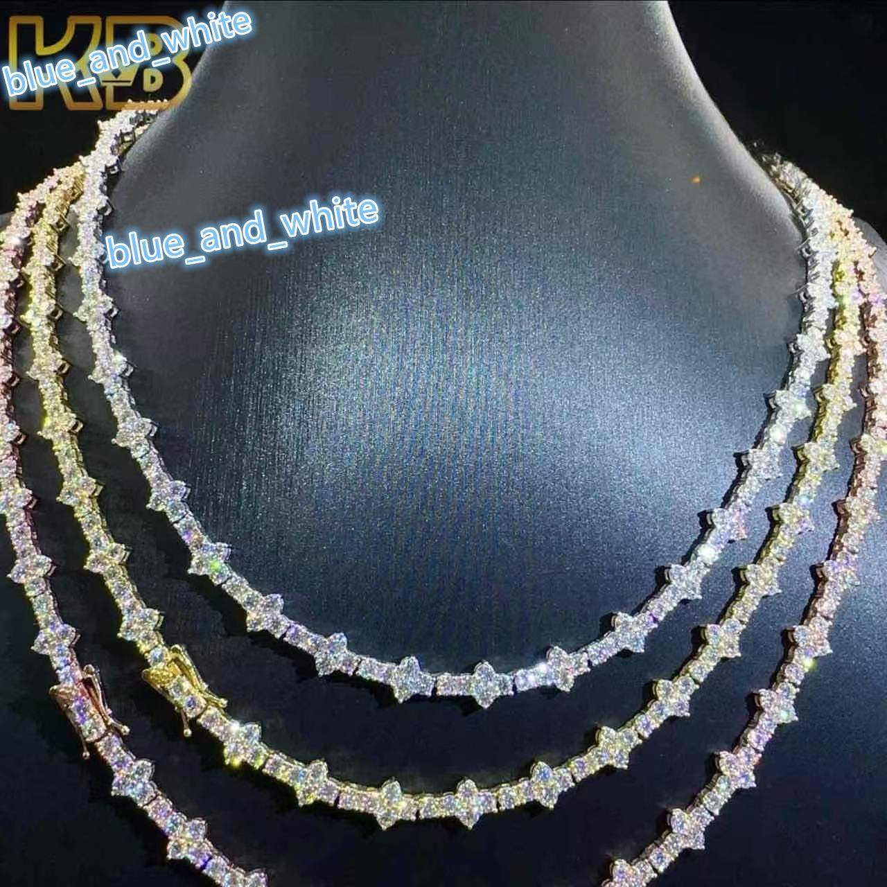 Hip Hop Style Diamond Vvs Moissanite Chain 925 Trends Fashion Iced Out Sterling Silver Tennis Necklace