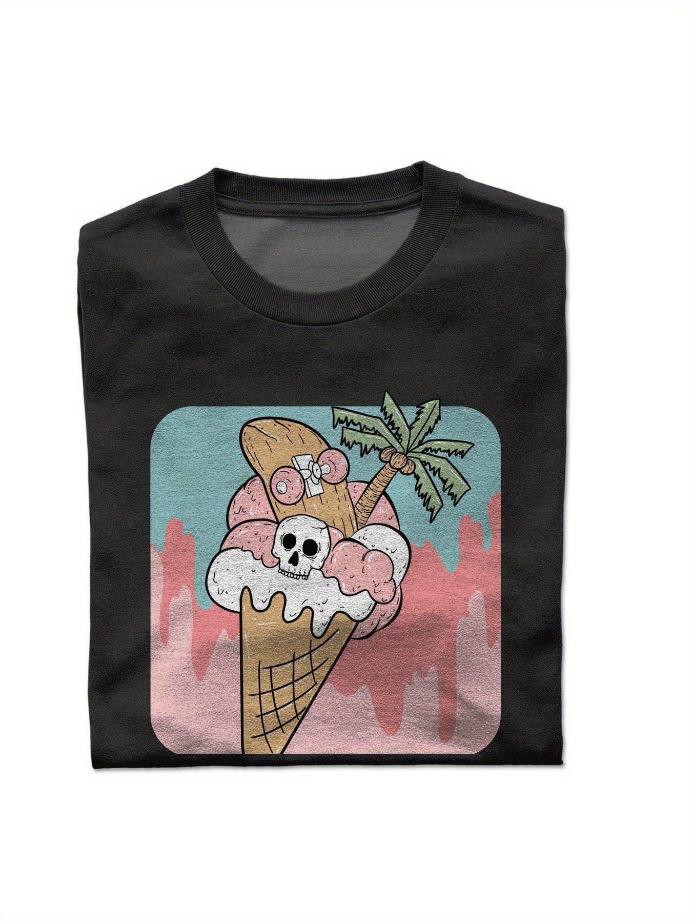 VogueEpoch Men Round collar S-3XL 180g White Graphics T Shirts Skull Cotton black Adult Short sleeve Halloween Wed 04