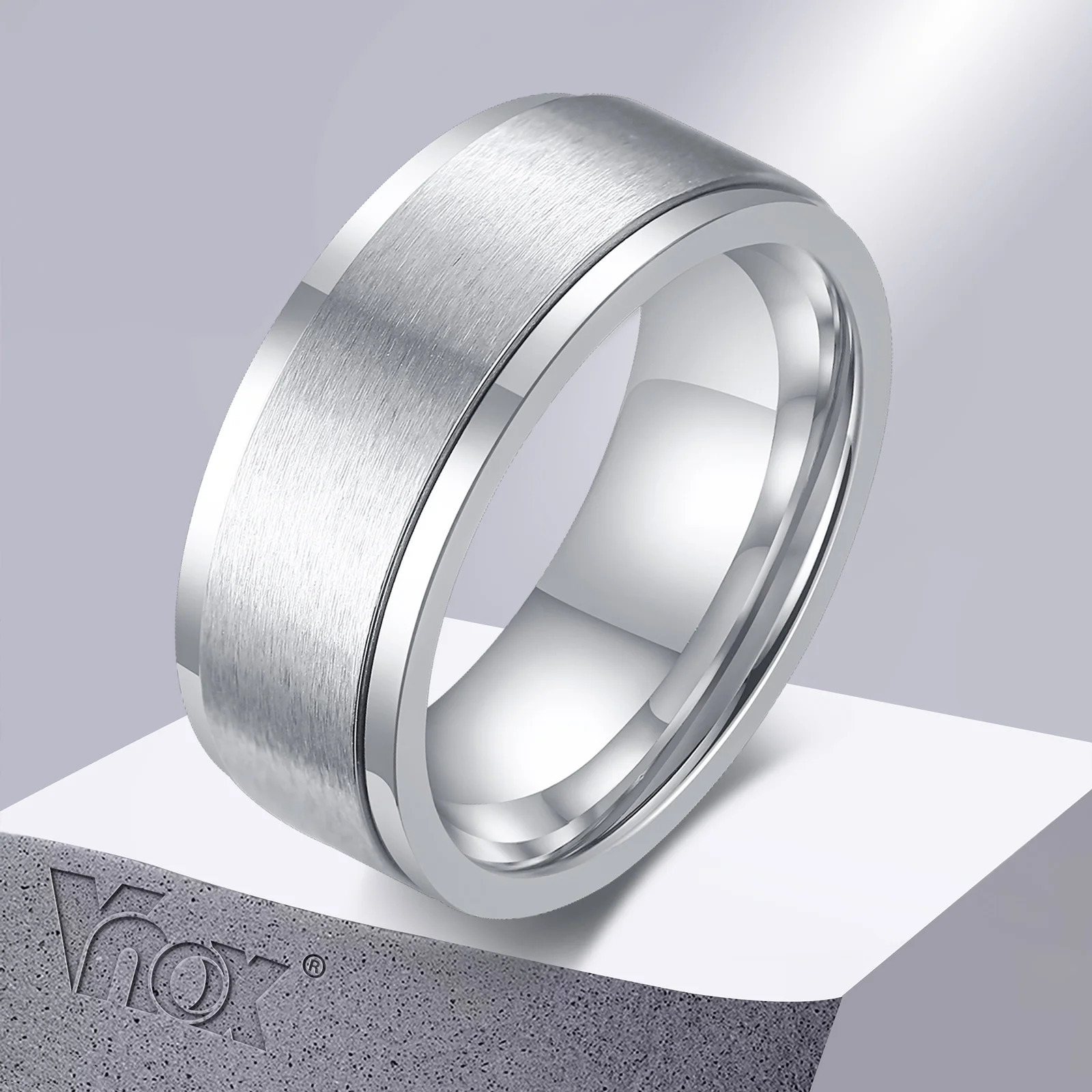 Vnox 6/8mm Spinner Ring for Men Stress Release Accessory Classic Stainless Steel Wedding Band Casual Viking Rune Sport Jewelry 250709